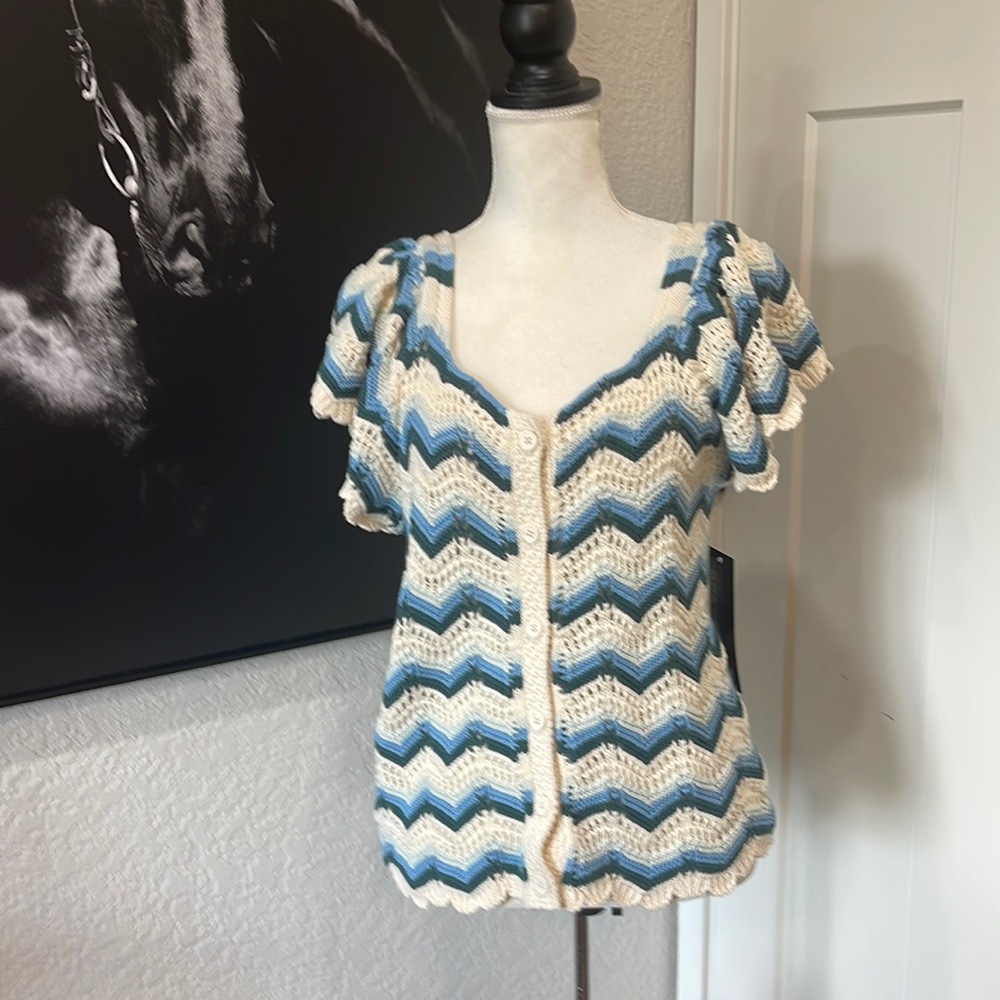 Broadway 38 crochet button up top